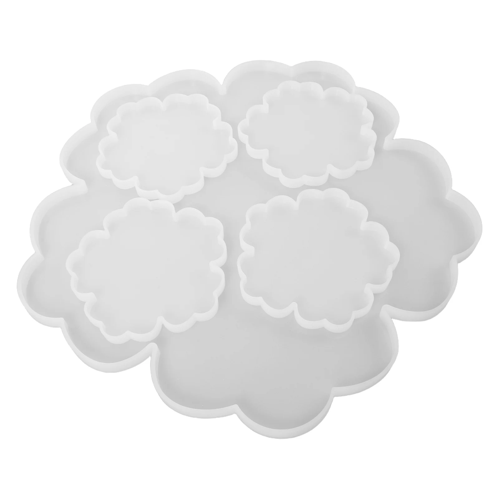 

Silicone Mold Set Epoxy Resin Tray Molds Large Handmade Floral Tea Coaster Ornament for Silica Gel Flower