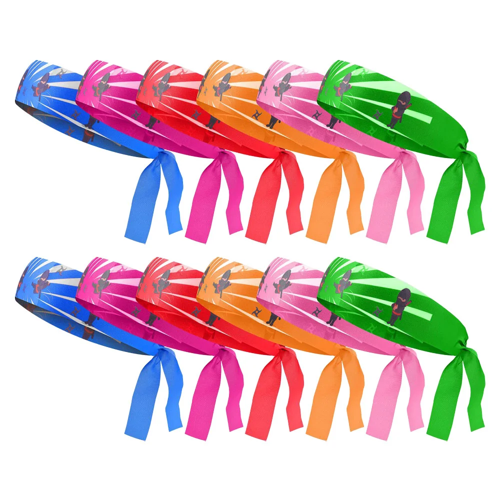 

12pcs Headbands Kids Students Reusable Breathable Ninja Karate Samurai Bandana Sweatbands Sports Game Training Absorbent