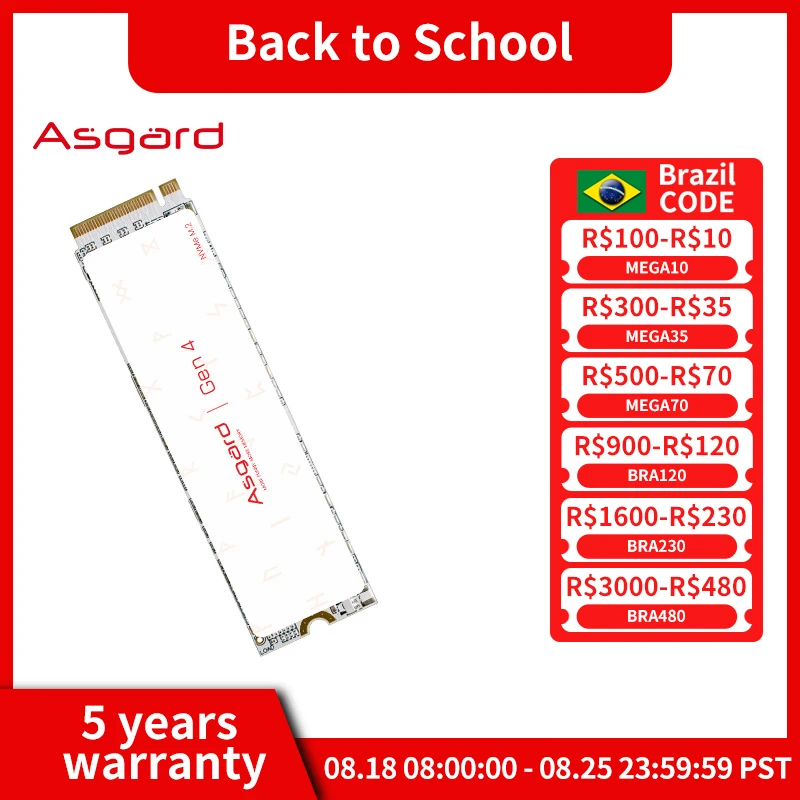 Imagem -06 - Ssd Rígido de Estado Sólido para Desktop Velocidade de Leitura até 7000 Mbps 512 gb 1tb 2tb Ssd Nvme Pcie 4.0x4 M.2 Asgard-an4