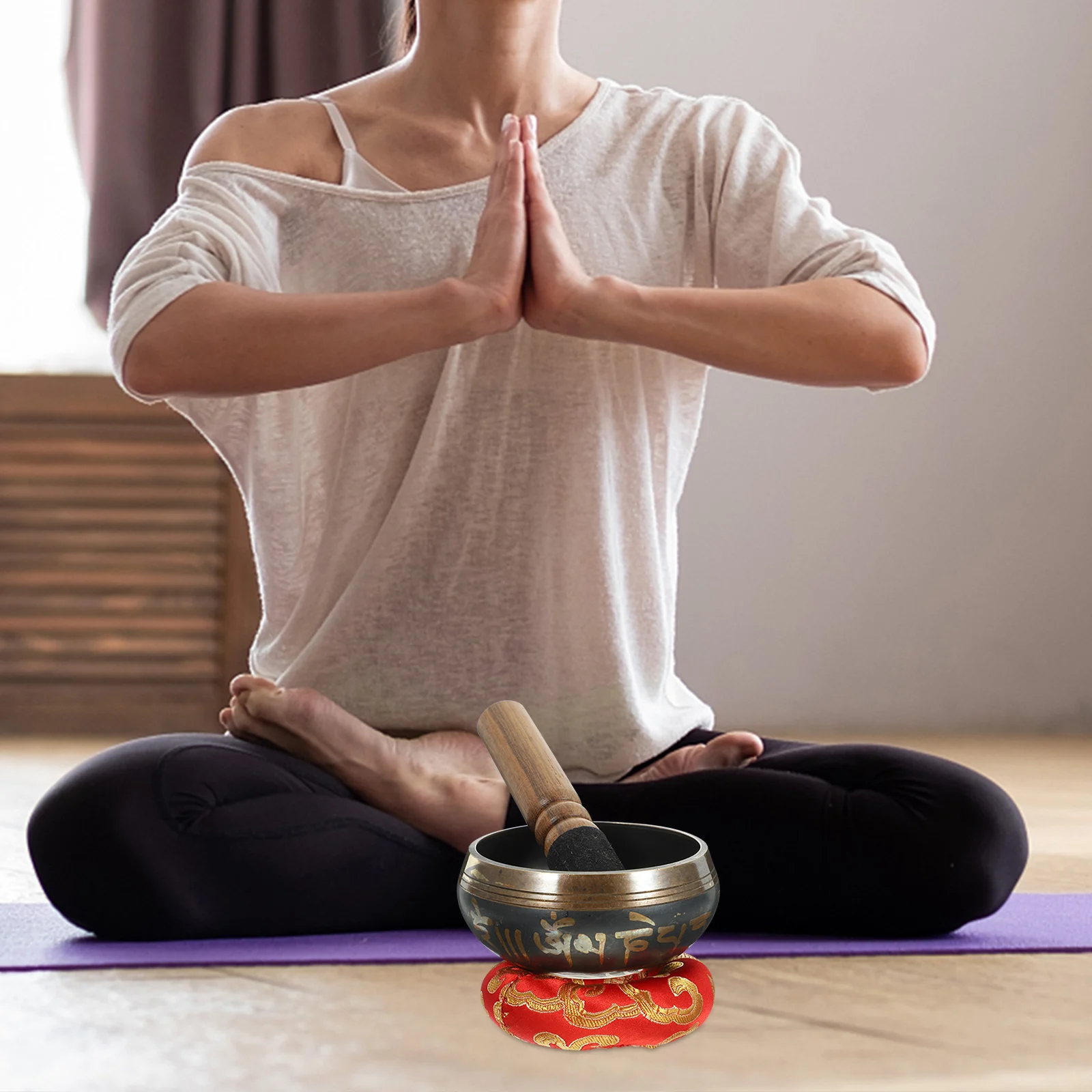 

Song Bowl Yoga Meditation Tibetan Singing Mallet along with Sound Copper Buddha Prayer Bowls Aromatic
