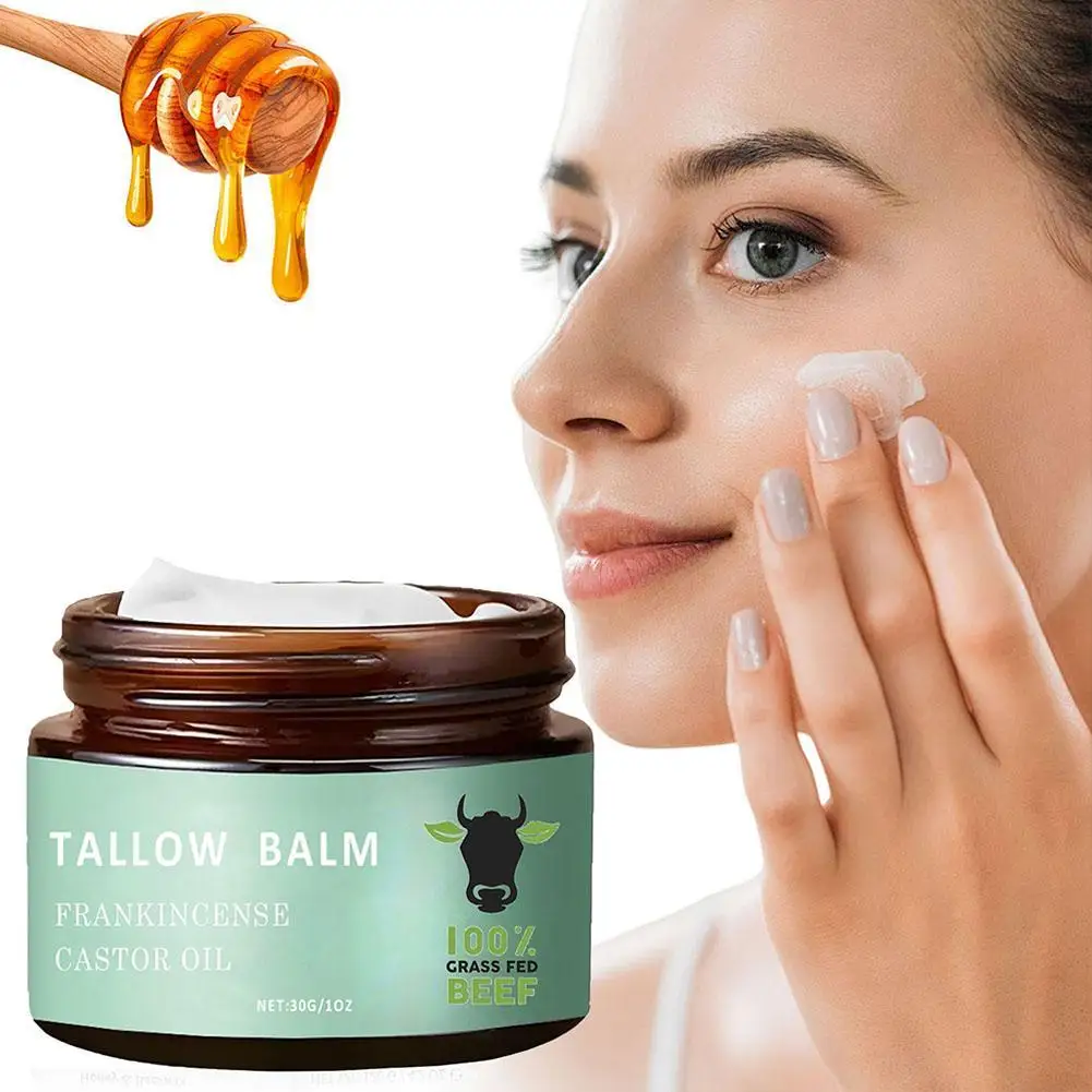 

Beef Tallow Paste Deeply Moisturizer Brightening Wrinkle Remover Grass Fed Tallow Wild Honey Face Body Cream Skin Care