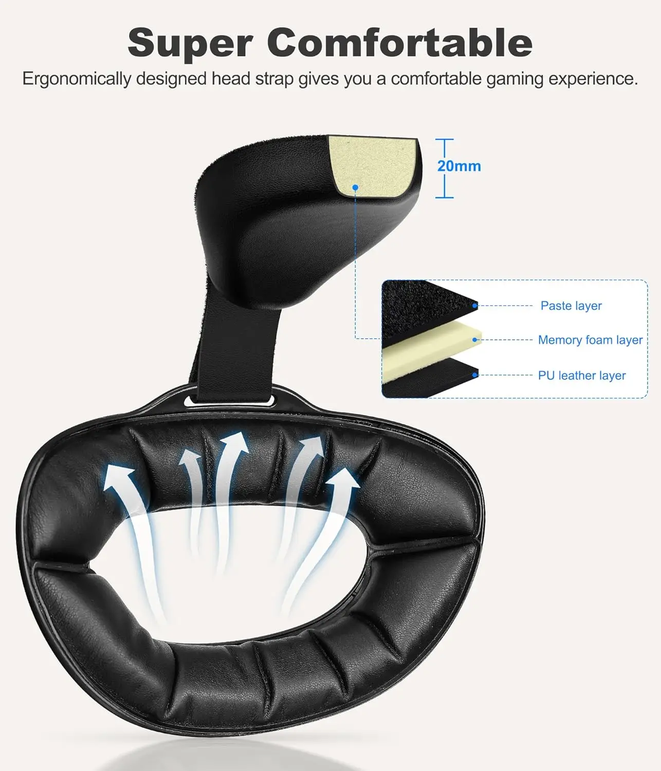 MQ1000 لـ Meta Quest 3S/Quest 3/Quest 2 حزام الرأس لحزام النخبة VR سماعة الرأس حزام الضغط بلاي ستيشن فيتا لعبة