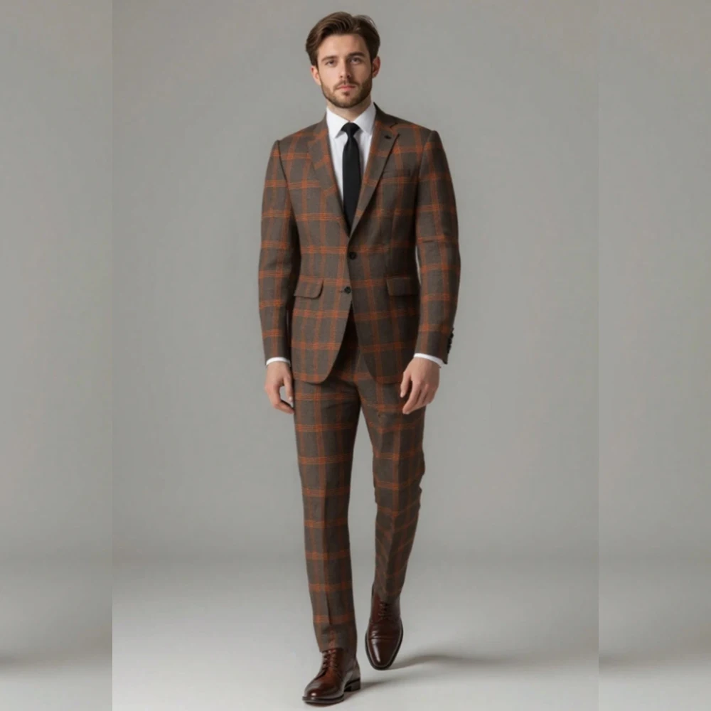 

Элегантные мужские костюмы высокого качества с сеткой, однобортные комплекты с лацканами из 2 предметов, куртка и брюки, мужская облегающая умная деловая одежда