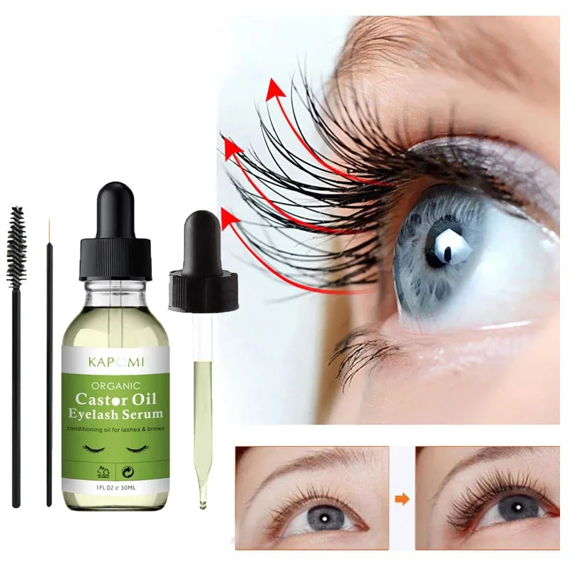 Kapomi Organic Castor Oil Natural Plant Essence Eyelash Eyebrow Growth Serum Thick Longer Nourishing Enhancer Eye Care Cosmetic