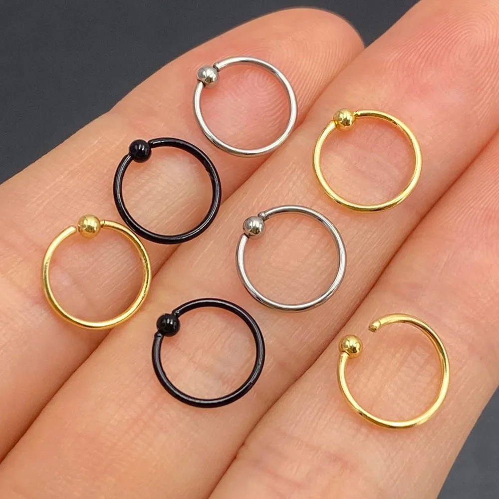 2 pz/pacco acciaio chirurgico Captive Bead Ring Ear Hoop anello al naso Loop Ear Tragus cartilagine Piercing Ring orecchino di gioielli per il corpo