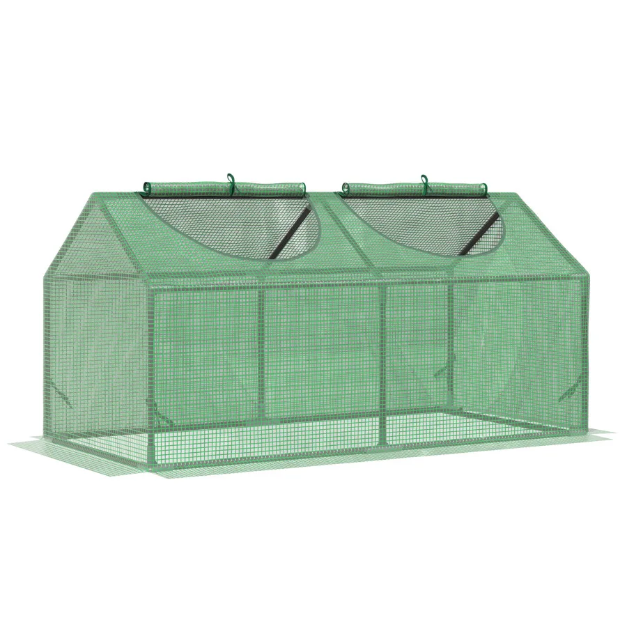 Outsunny 4' x 2' x 2' Portable Mini Greenhouse, Small Green House with PE Cover, Roll-up Zippered Windows for Indoor, Outdoor G