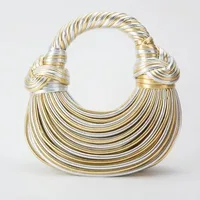 Ladies2025New Luxury Designer Handbags Hand-woven Noodle Bag Knot Bag silver Dinner Bag - Image 5