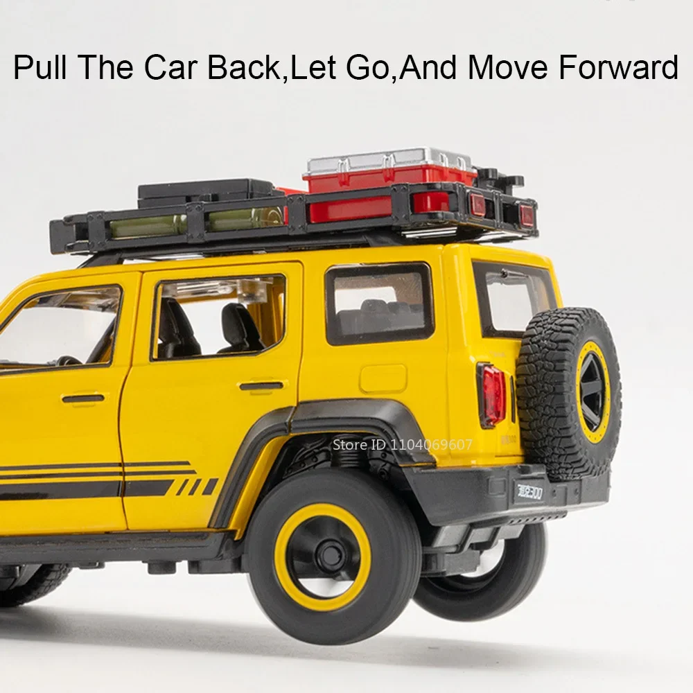 1:24 タンク300 LC80 オフロードカー おもちゃ モデル 合金ダイキャスト ドア開閉 サウンドライト プルバック ショックアブソーバー 男の子向け 人気おもちゃ