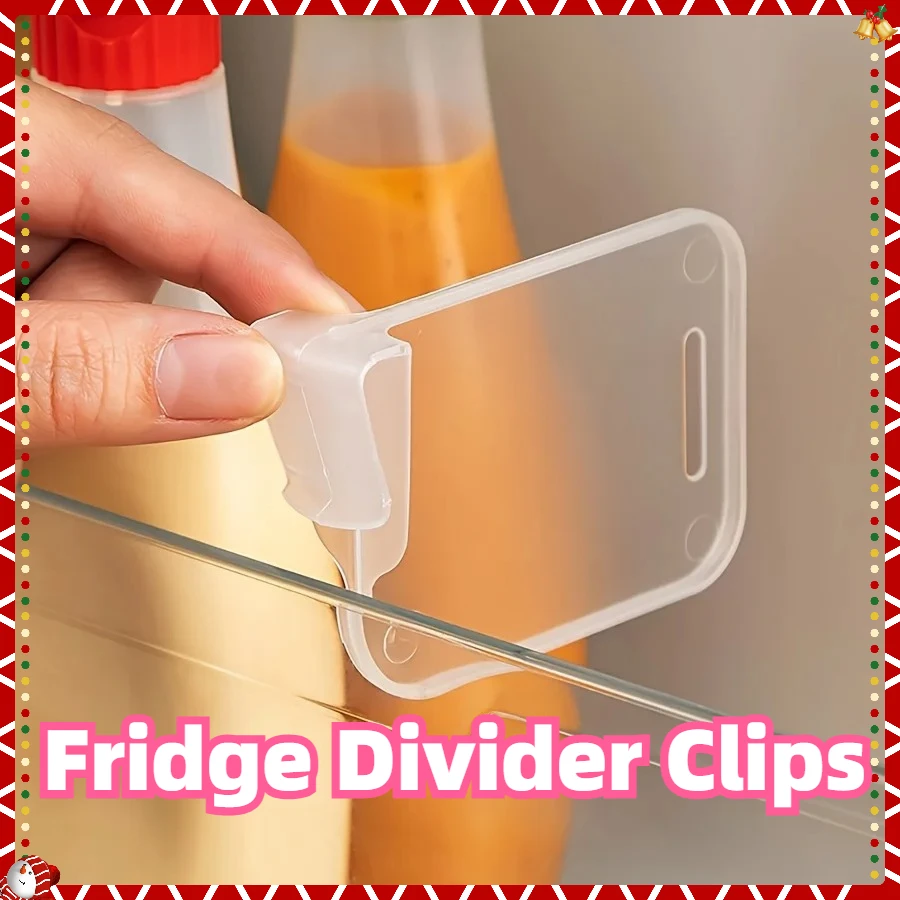 أفضل بائع لعام 2025 8 قطع من مشابك مقسم الثلاجة - منظم الباب الجانبي للثلاجة، قسم مساحة لتخزين المطبخ/غرفة النوم #1