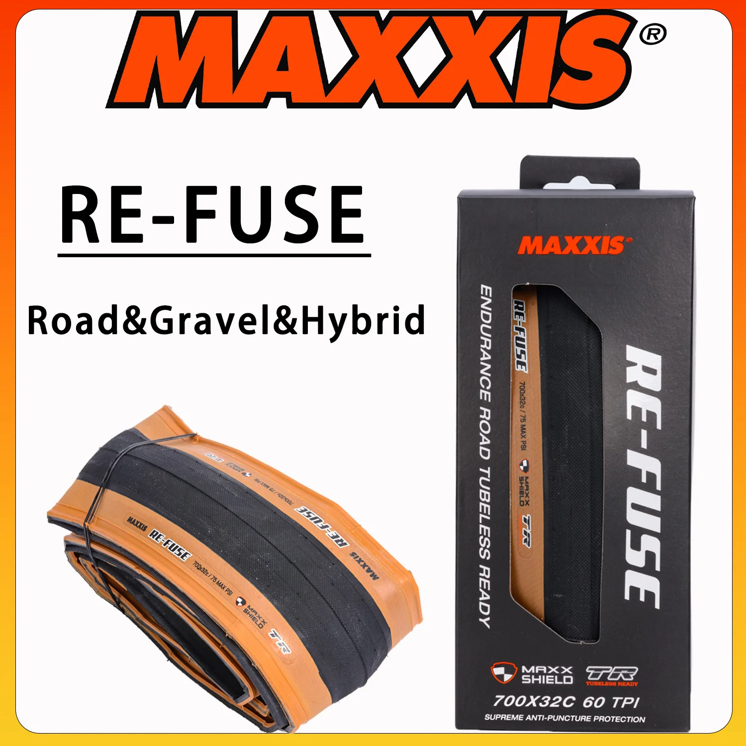 

MAXXIS RE-FUSE Gravel Road BIKE TIRE 650x47B 700x25C 28C 32C 40C MaxxShield Hybrid Bicycle Tyre Tubeless Version Available