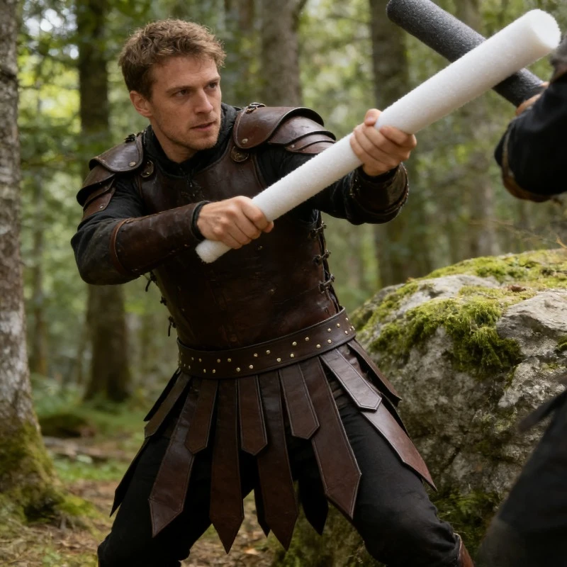 Traje de batalla de guerrero espartano romano, traje de caballero Medieval, conjunto de falda de armadura de gladiador de cuero para hombre con protector de hombro