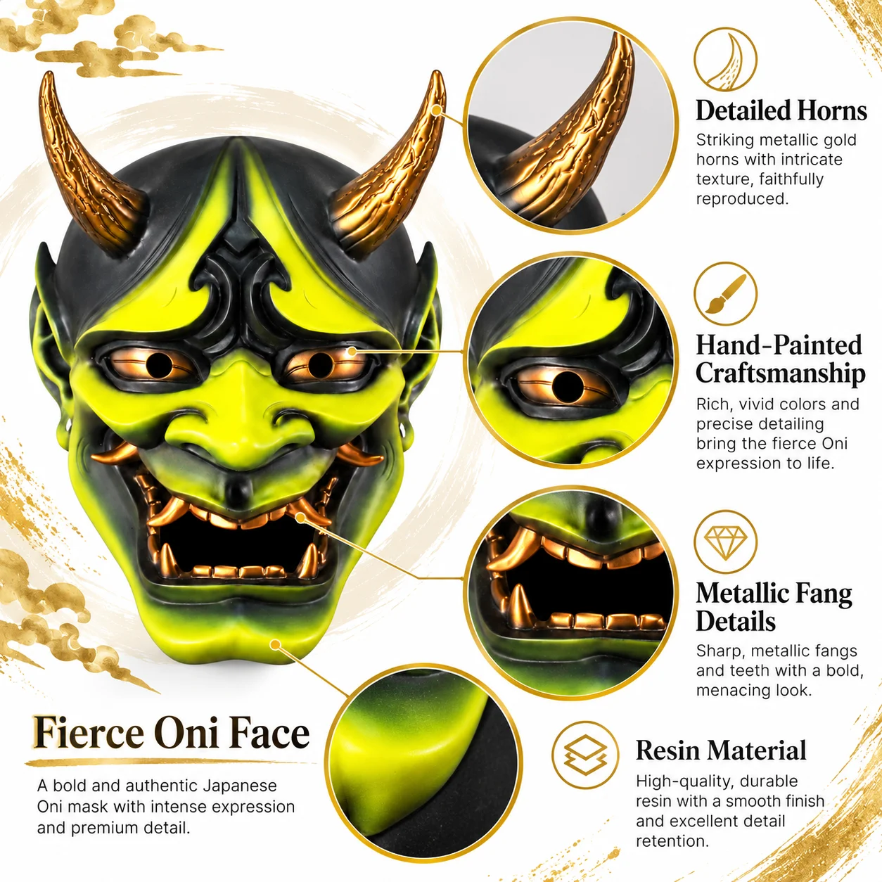 Latex Hannya Mask Japanese Oni Demon Full Face Mask Halloween Cosplay Masquerade Costume Party Prop