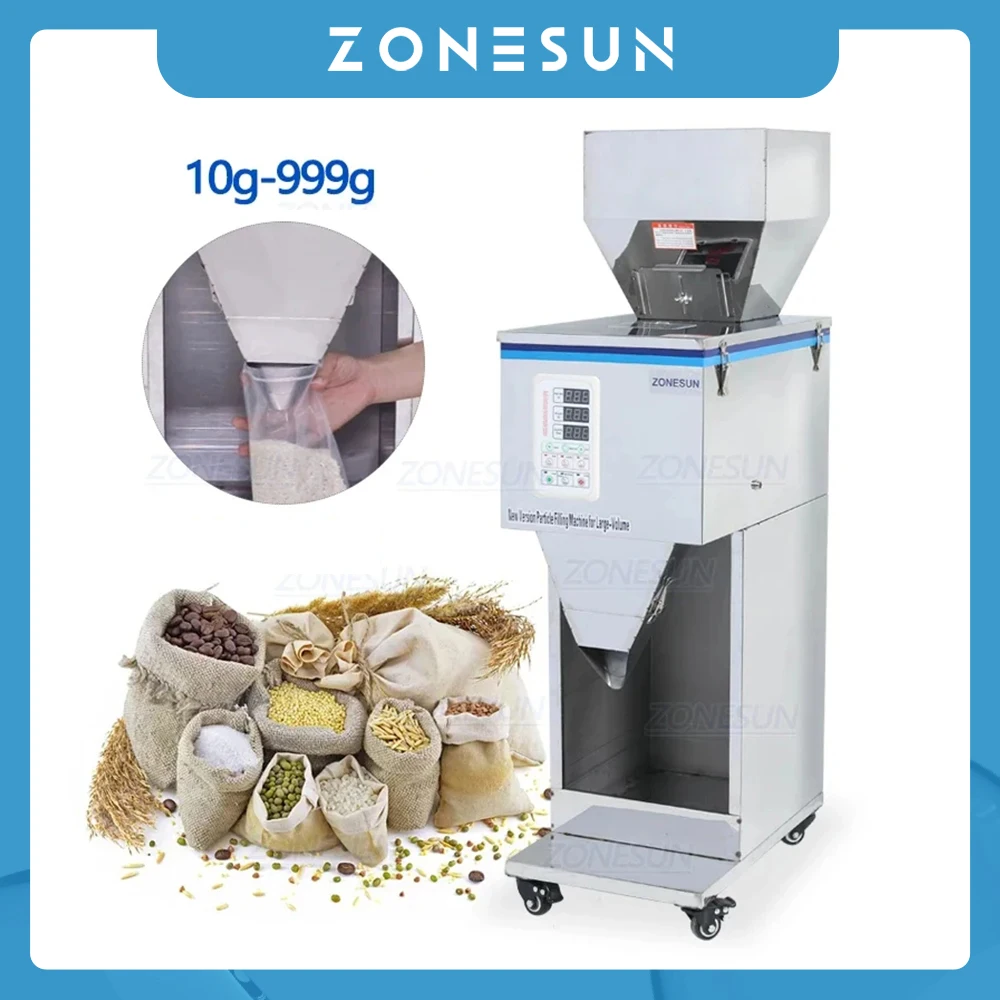 

ZONESUN 10-999g Powder Weighing Filling Machine Coffee Beans Dried Fruit Nut Milk Powder Food Powder Bag Pouch Packaging ZS-999