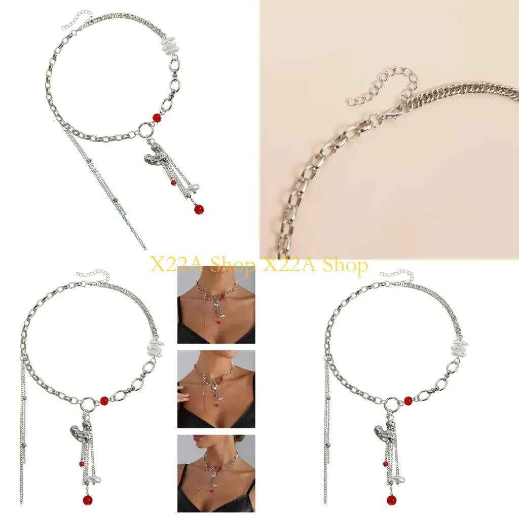 Unique Unconventional Love Pendant Necklace Tassels Drop Adjustable Accessory