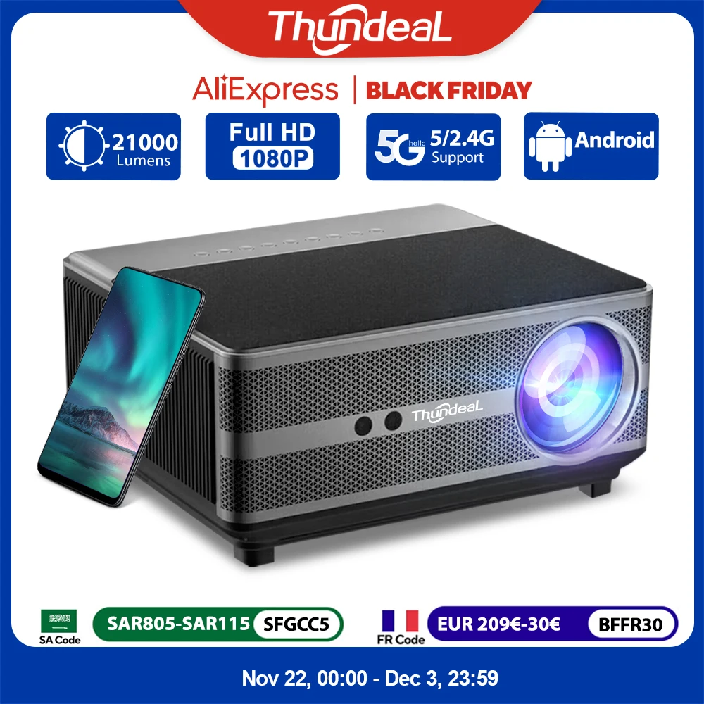 ThundeaL 1080P proyector WiFi Full HD proyector LED 2K 4K TV Video película teléfono inteligente cine en casa TD98 proyector cine pantalla grande