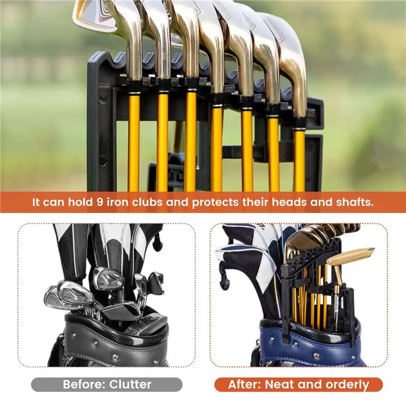 AEF5-Golf Club Organizers Shafts Holder, Golf 9 Iron Club Holders Divider, ABS Shafts Holder Stacker