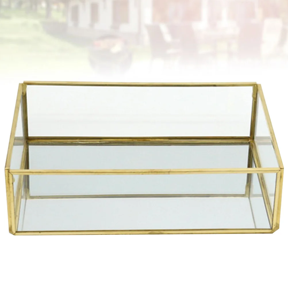 

1 шт. четырехсторонняя медная стеклянная шкатулка для драгоценностей элегантный держатель для хранения серег, ожерелья, браслетов, отличный подарок на все случаи жизни