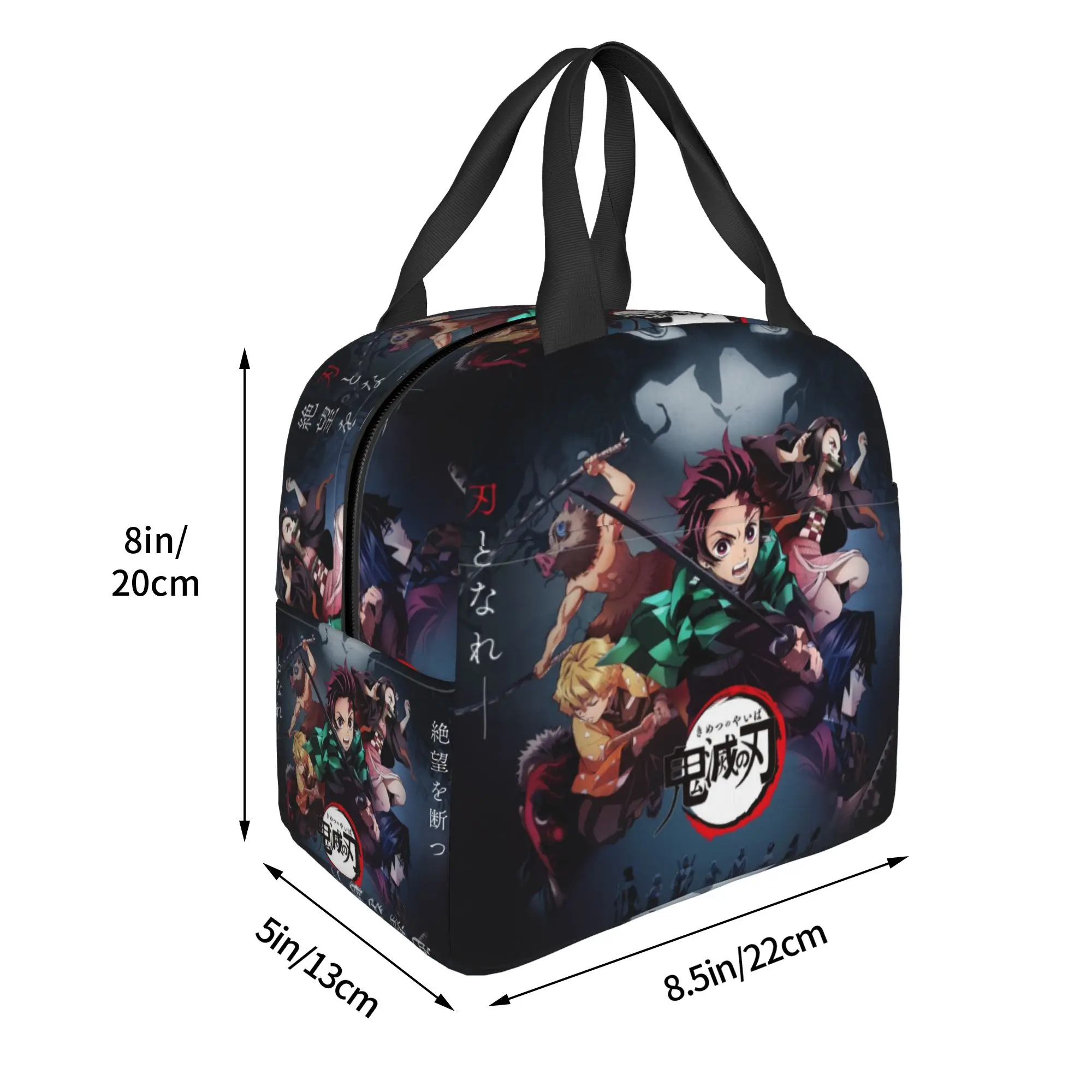 Custom Demon S-Slayer Kimetsu No Yaiba Insulated Lunch Bags for Women Anime Manga Resuable Cooler Thermal Food Lunch Box School view 4