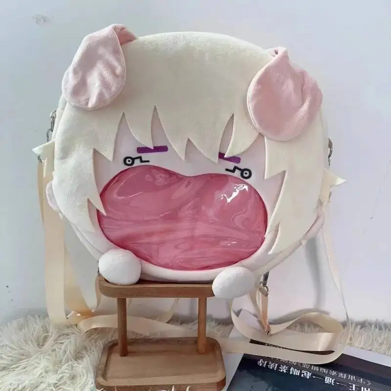 حقيبة ظهر JK Cosplay Inumaki Toge من القطيفة الناعمة الشفافة لطلاب الحرم الجامعي بسحاب كبير الفم الكرتوني حقيبة كتف رسول