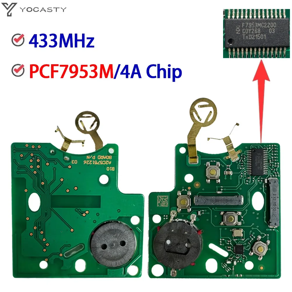 YOCASTY OEM Remote Car Key PCB 4A Chip PCF7953M For Renault Clio IV Captur 2009 2010 2011 2012 2013 2014 2015 2017