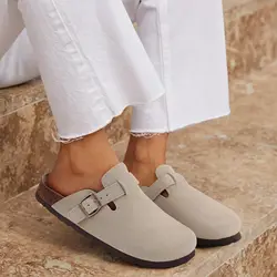 Klassische Männer Wildleder Clogs Hausschuhe Mode Männer Clogs Hausschuhe Kork Fußbett Leder Männer Pantoletten Outdoor Unisex Weiche Rutschfeste Hausschuhe