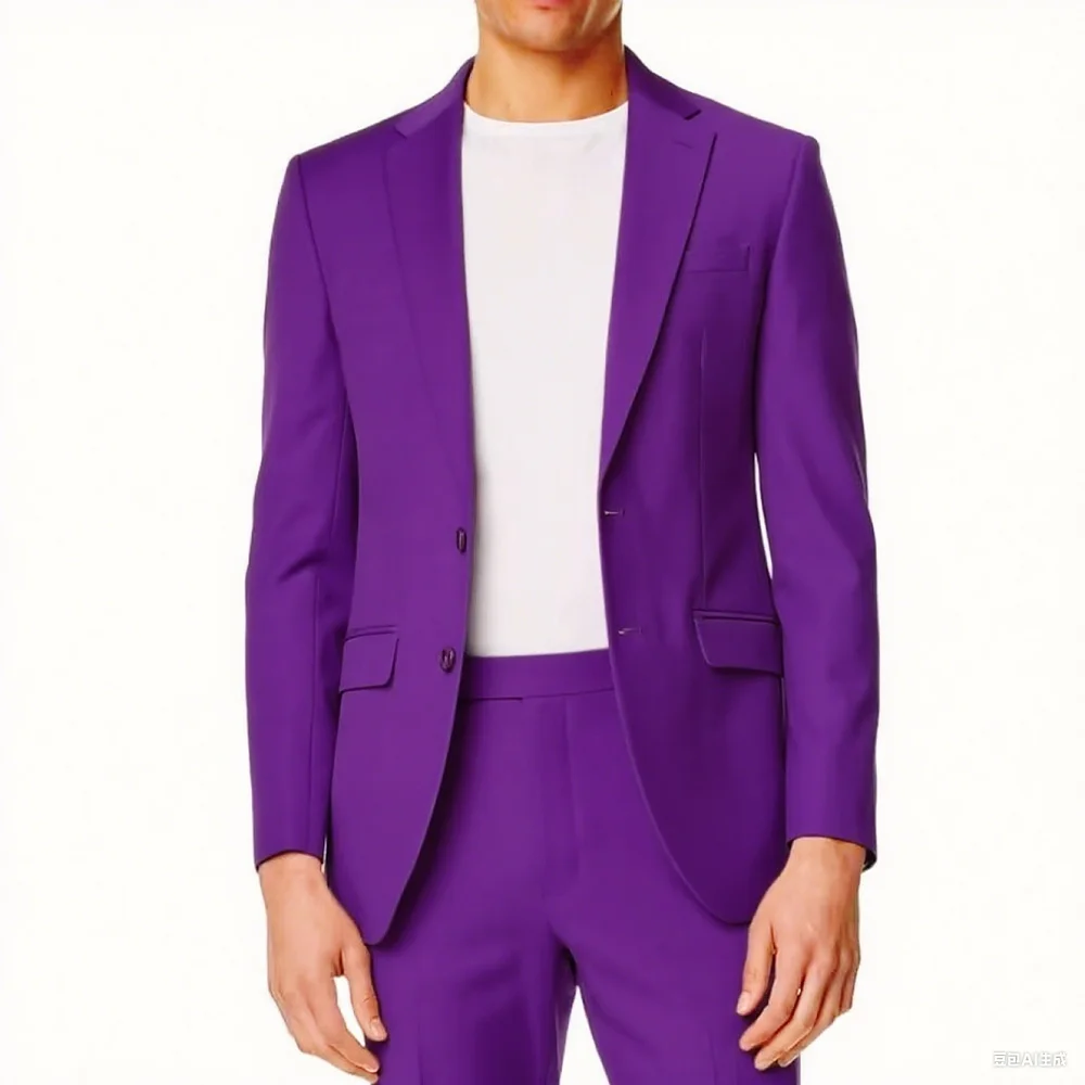 ชุดสูทผู้ชายสองชิ้น แฟชั่นฤดูร้อน ปกแบบน็อตเชอร์ เสื้อแจ็คเก็ตกระดุมแถวเดียว กางเกงขายาว ชุดลำลองสำหรับธุรกิจ งานแต่งงาน