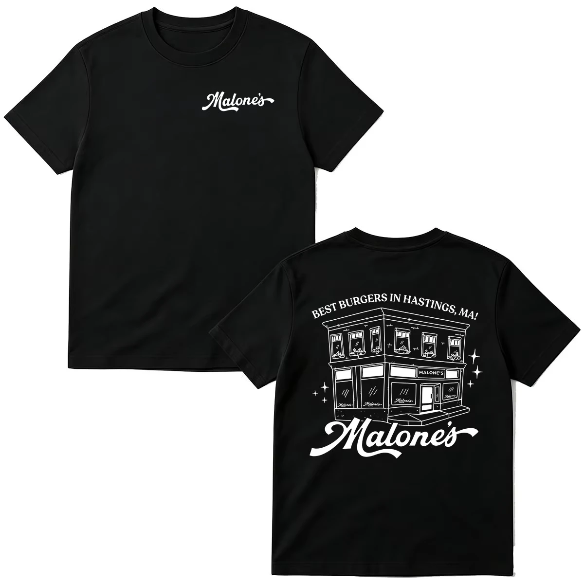 Camisetas de la serie de TV Hip Hop Streetwear Top Malone's Bar Off Campus 2026: Los mejores hamburguesas de Hastings MA Briar University para hombre y mujer
