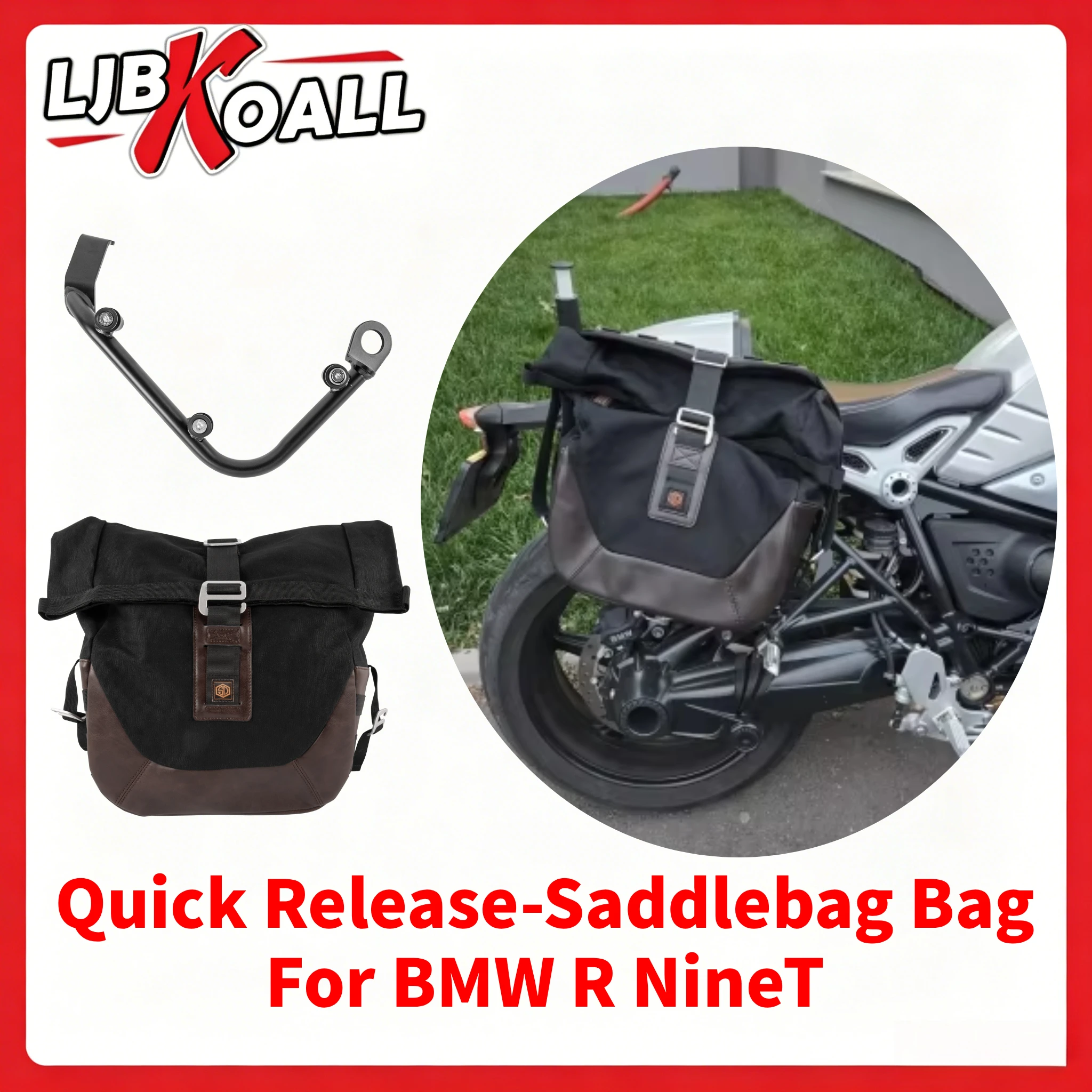 For BMW R NineT All Years Quick Release-Saddlebag Bag Racer Scrambler Vintage Retro Luggage Bag Support Bracket Mount Holder