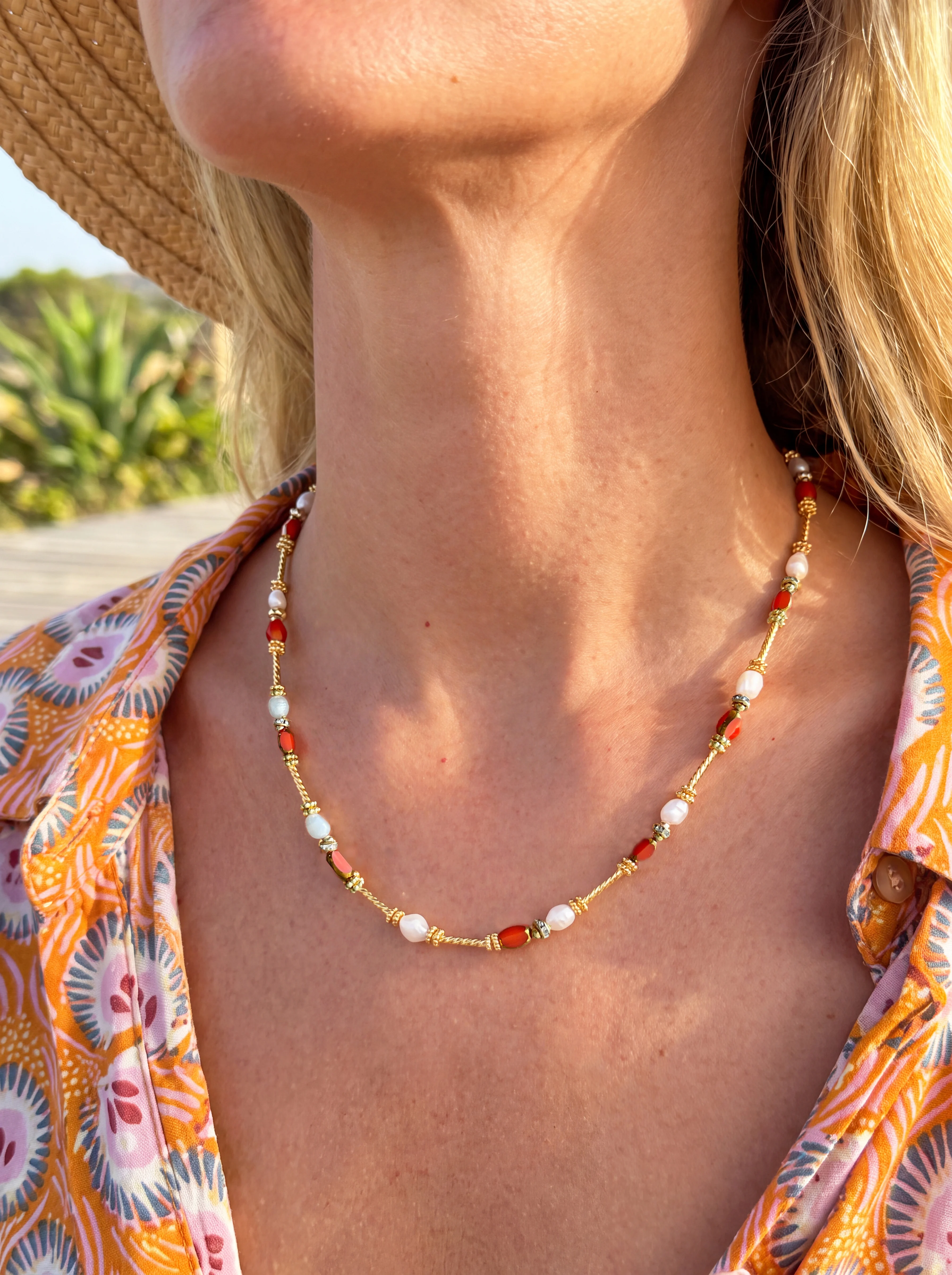 Peri'sbox New Crystal Water Diamond Natural Green Handmade Bohemian Necklace Women's Stainless Steel Niche Design Gift Jewelrys