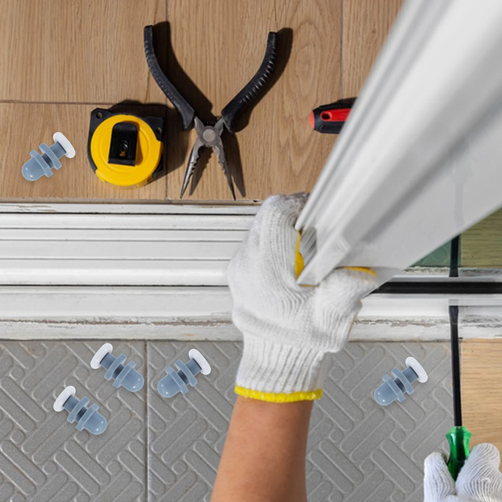 

8Pcs Glass Door Rollers Replacement Smooth Sliding Adjustable Position Simple Installation Suitable Bathrooms Sliding Doors