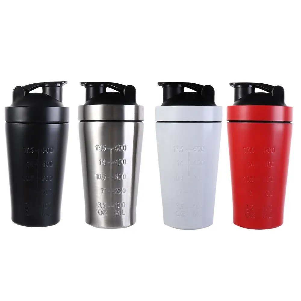 304 Stainless Steel Whey Shakes Cup with Scale Leak Proof Fitness Protein Powder Cup Large Capacity Portable