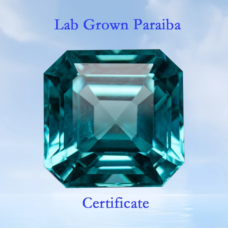 

Lab Grown Paraiba Asscher Cut VVS1 Gemstone Charms Beads for Diy Jewelry Making Earrings Materials Selectable AGL Certificate