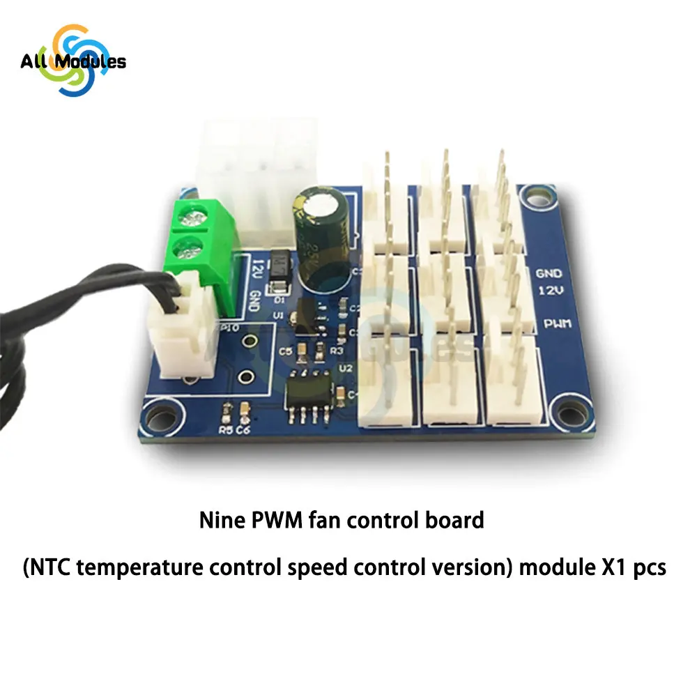 Computer case fan multi-channel speed regulator PWM speed regulation NTC 12V temperature measurement temperature control