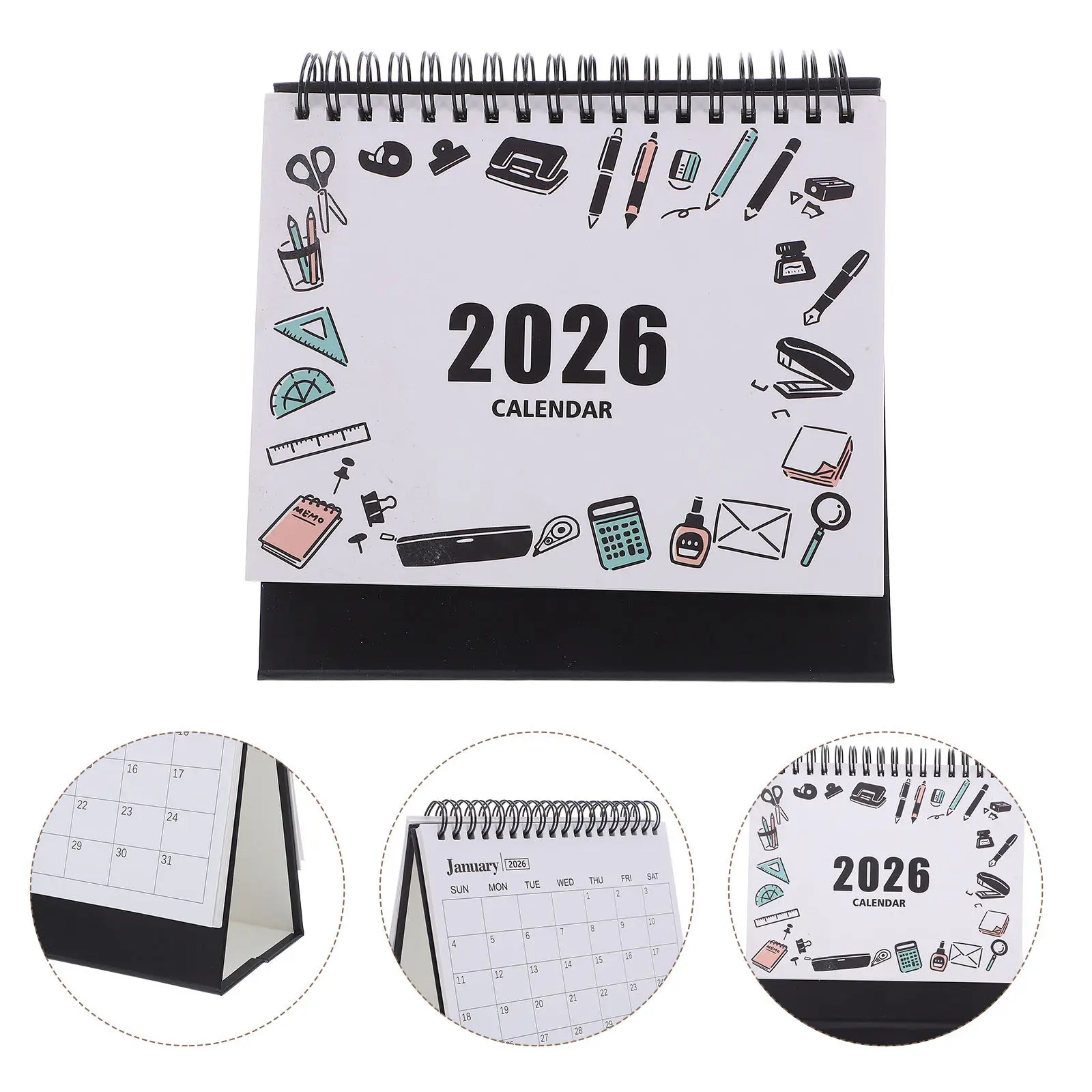 

2026 Mini Table Calendar 2025-2026 Foldable Standing Flip Desk Organizer Vibrant Stickers Mood Boosting Office Home Decor Space