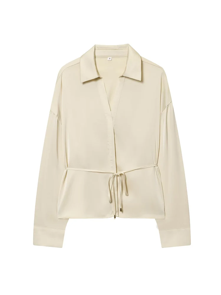 TFMLN – chemisier Chic avec ceinture pour femme, chemises à manches longues et boutons, haut élégant, couleur unie, tenues de transport OL, printemps-automne, 2026