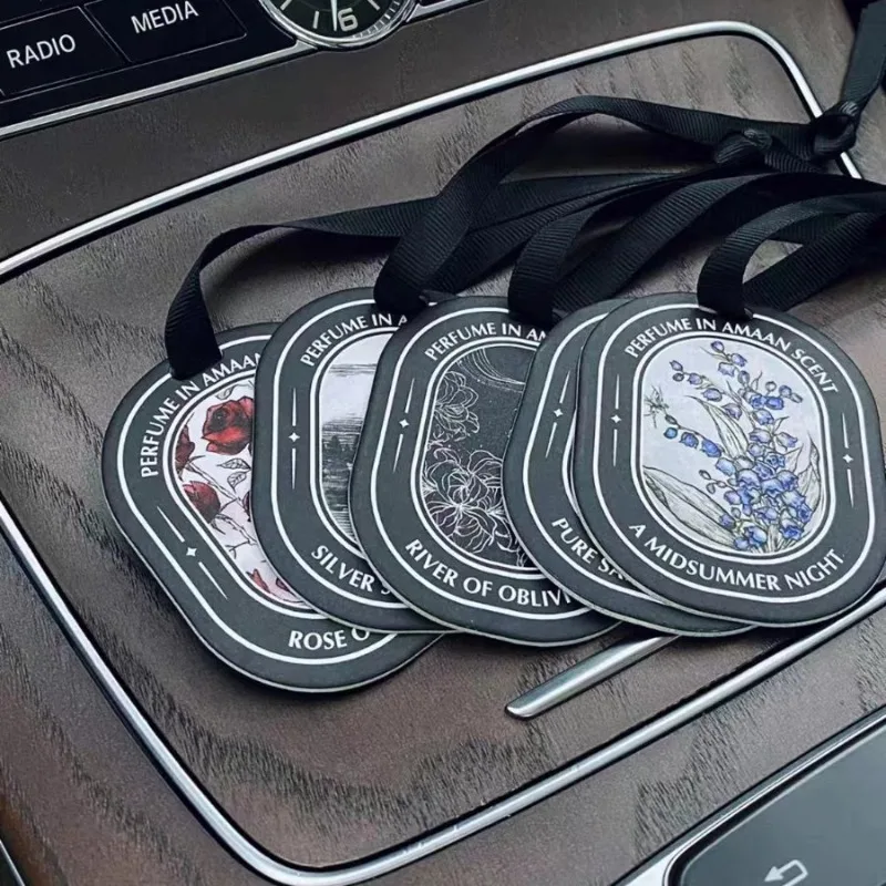 Car Mounted Perfume Pendant Car Perfume Lasting Fragrance Wardrobe Car Mounted Tissue Card Round Paper Fragrance