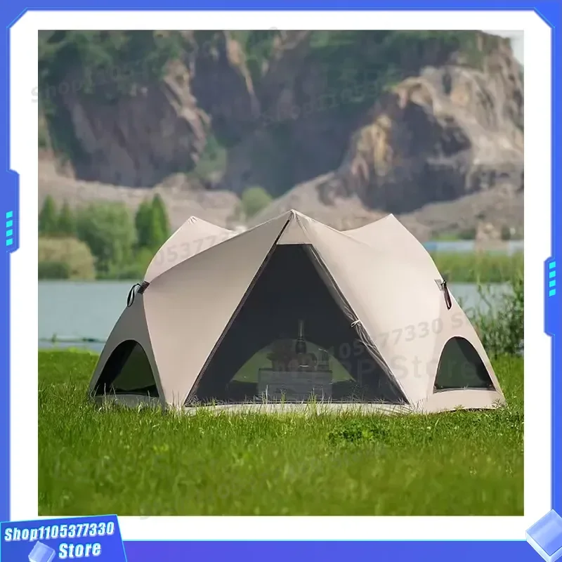 Portable Pop Up Tent One Bedroom Layered Oxford Cloth Quick Opening Rainproof Four Season Outdoor Camping Sunshade Full Set