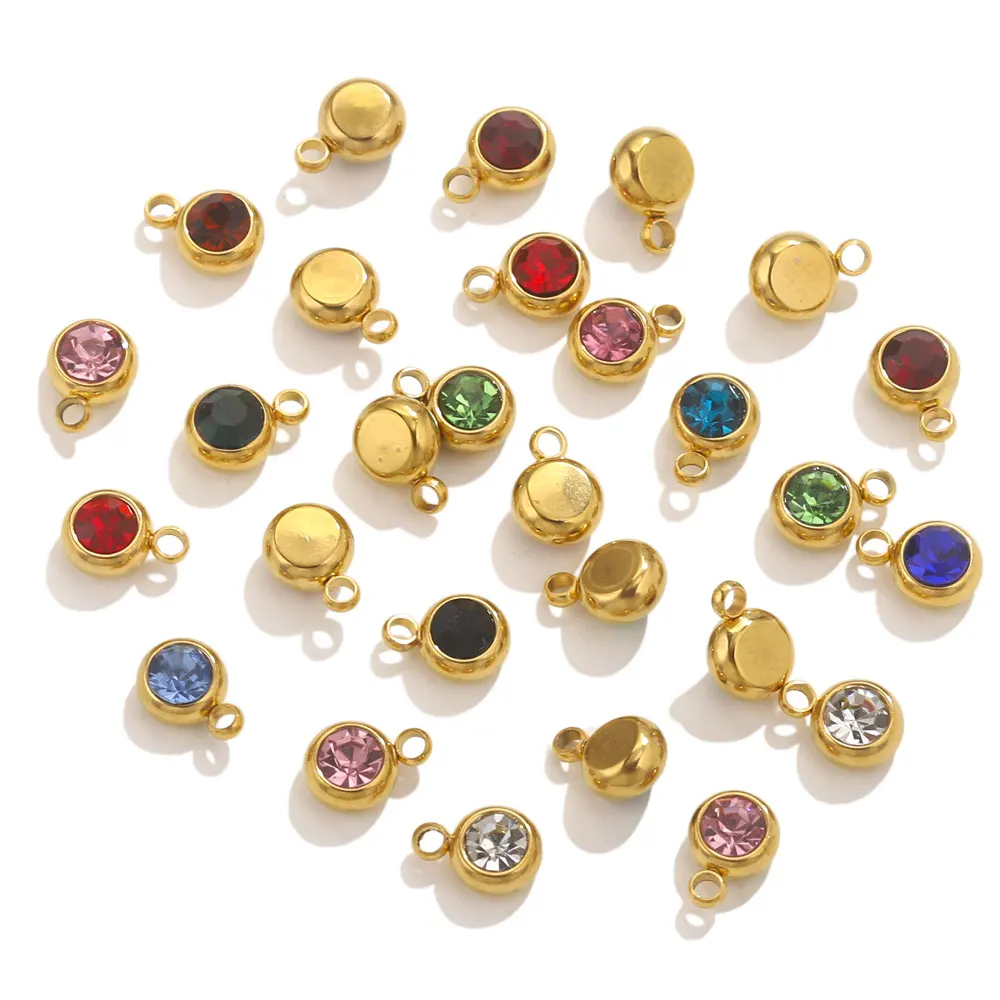 20pcs 6mm Stainless Steel Zircon Charms for DIY Jewelry Necklace Bracelet Findings Earrings Making Charm Jewelry Findings