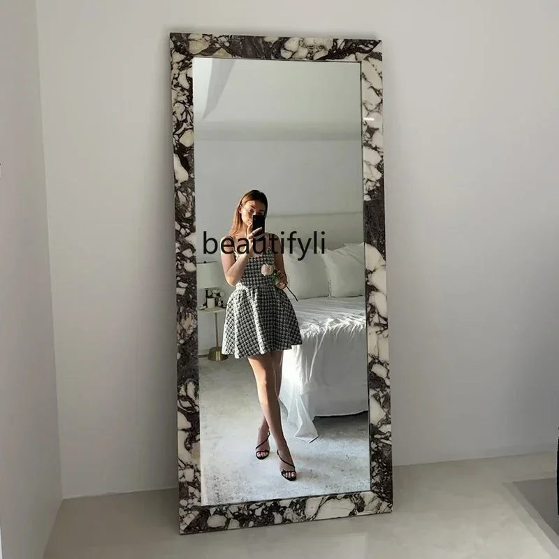

A16 Full body mirror Irregular full-length mirror European light luxury household marble frame floor mirrorAsmt52