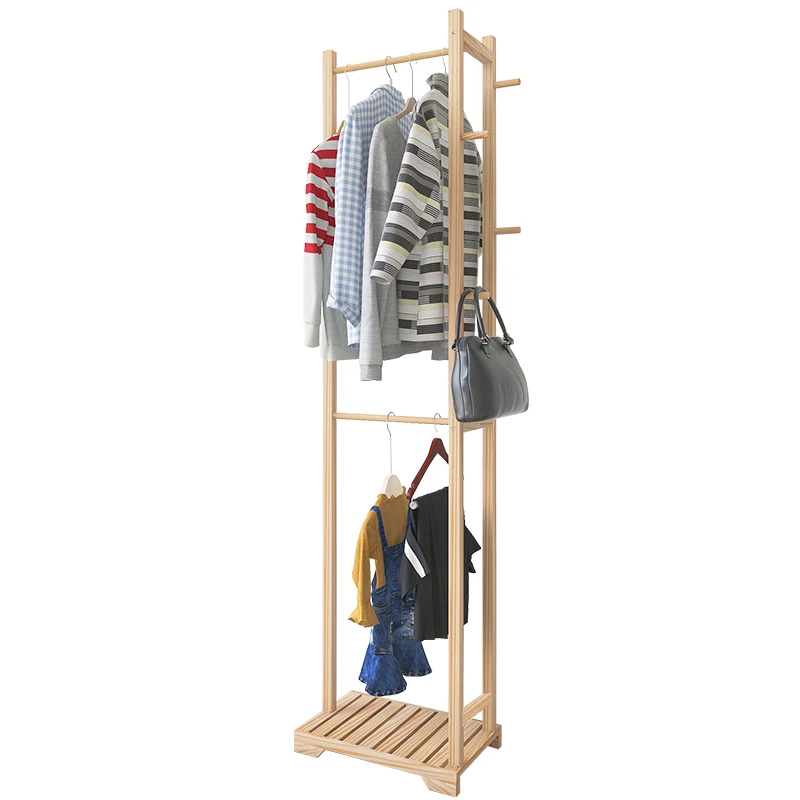 

Nordic Coat Rack Vertical Solid Wood Floor Small Clothes Rack Indoor Corner Narrow Clothesline Pole Simple HouseholdStorage Rack