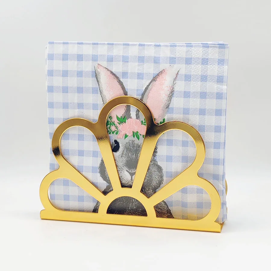 20pcs Pastel Bunny Floral Paper Napkins - 25x25cm 2-Ply Soft, Square Placemats with Grey Rabbit, Pink Flowers