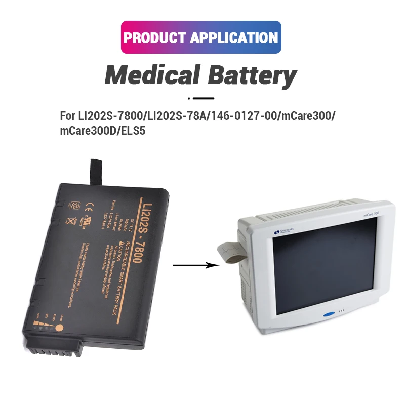 10.8V 7800mAh Rechargeable LI202S-7800 LI202S-78A 146-0127-00 Lithium Ion Me.dical Battery for Sp.acelabs MCare300 MCare300D
