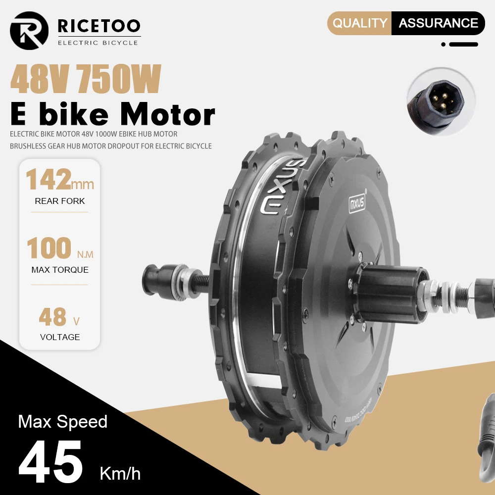 

MXUS 48V750W Electric Bike Motor Brushless Gear Hub Motor Rear Cassette Motor Wheel Hub Motor 40-45km/h