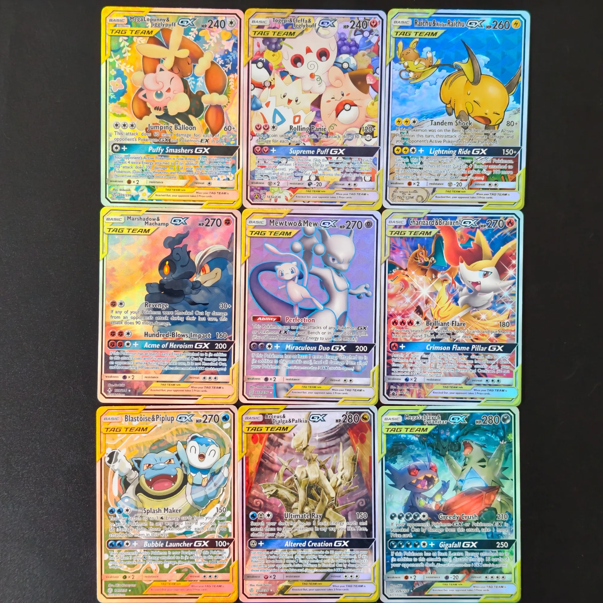 9 Stück/Proxy PKM-Karte Komplettes Set Niedliche & Legendäre Duo Trio Partner Holo-Foil-Karte DIY TCG Fortgeschrittene Sammelkarte
