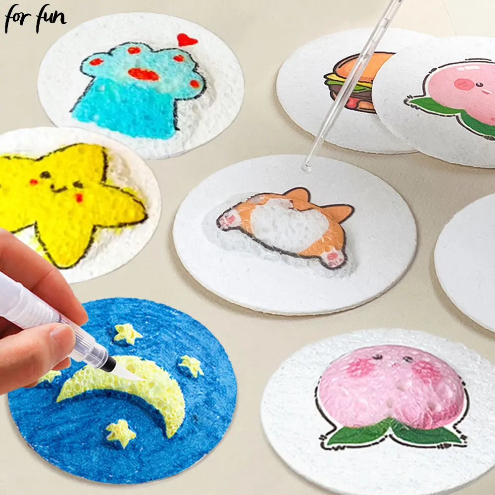 

For Fun 100/10PCS 3D Art Drawing Sponge Paper DIY Kids Foam Texture Painting Paper Compressed Wood Pulp Drawing Board Handicraft