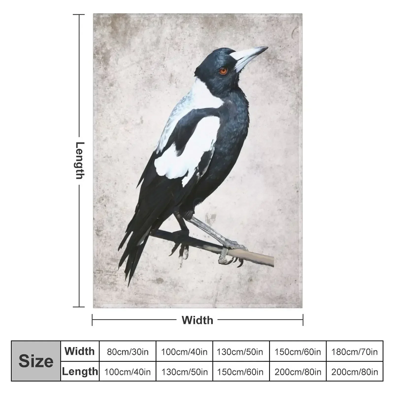 New Australian Magpie Throw Blanket couch cozy soft plush fuzzy picnic outdoor blanket