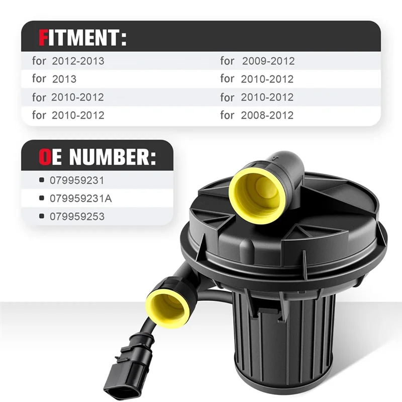 

1 PCS Secondary Air Injection Pump 079959231A 079959231 079959253 Black Plastic+Metal For A5 A6 Quattro Q5 S4 S5