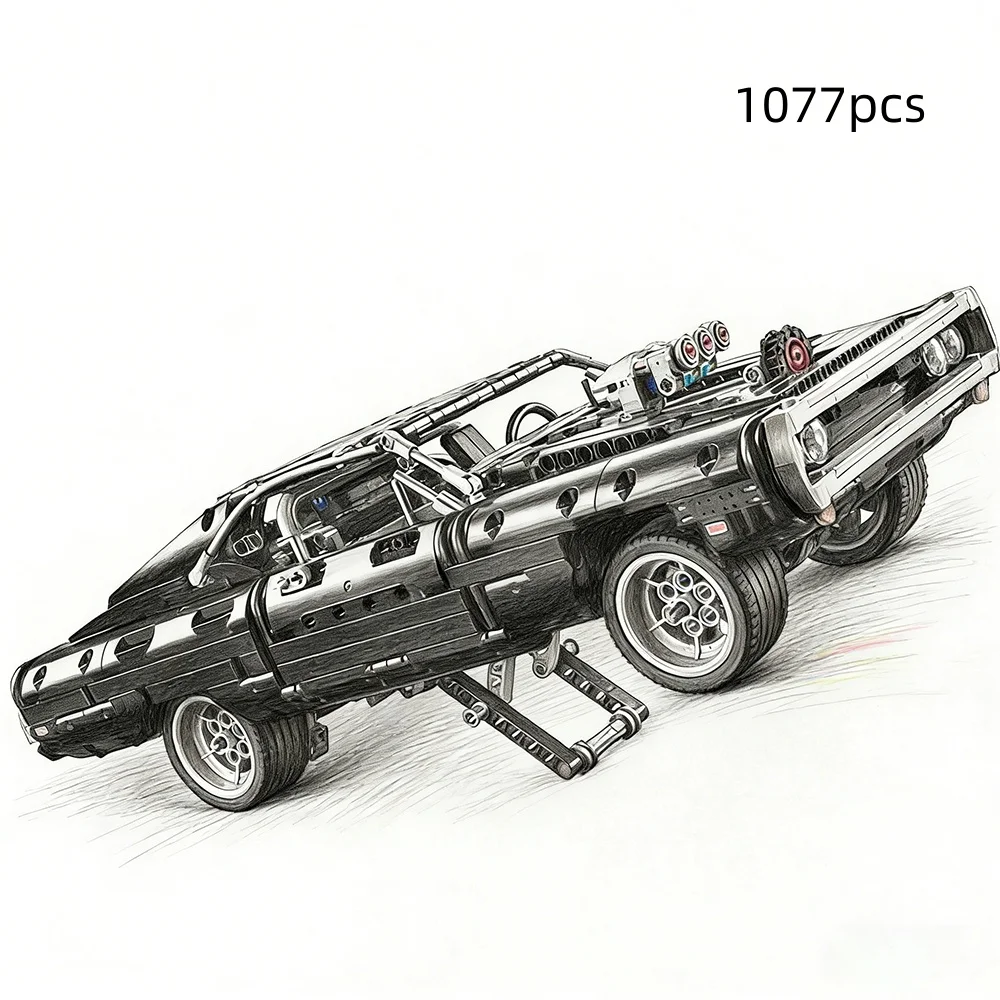 

Новая технологичная модель автомобиля Dodge Charger 2026 года, гоночная модель из строительных блоков, знаменитый автомобиль из фильма «Форсаж», подарок-игрушка