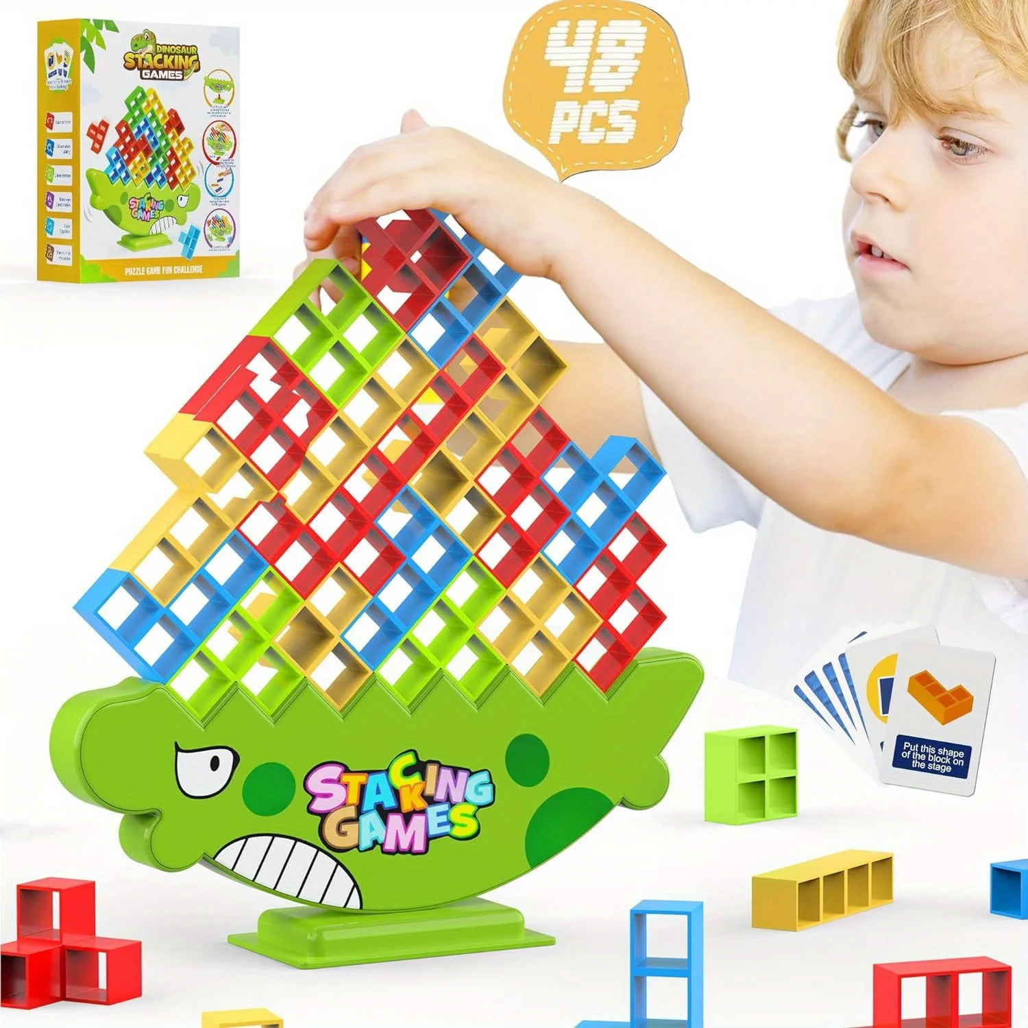 Dinosaur Balance Stacking Blocks Game Board Games For Family Games Parties Travel Kids & Adults Team Building Blocks Toy