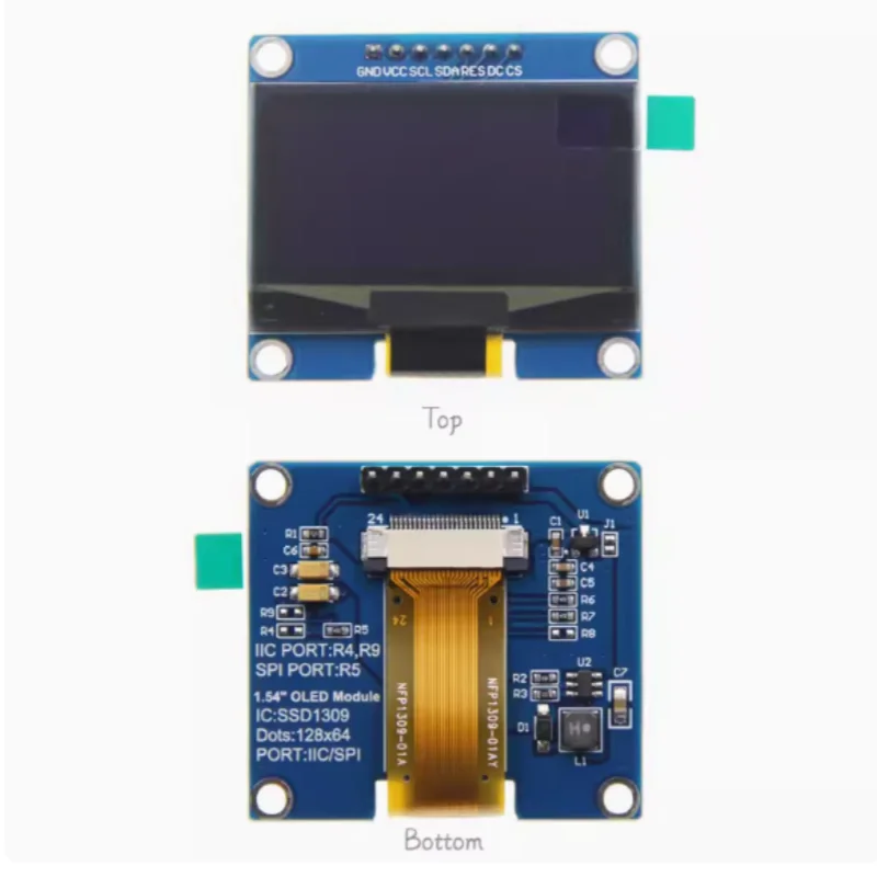 Layar OLED 1.54 inci 12864 layar LCD papan pengembangan MCU SSD1309 layar port serial SPI UNO